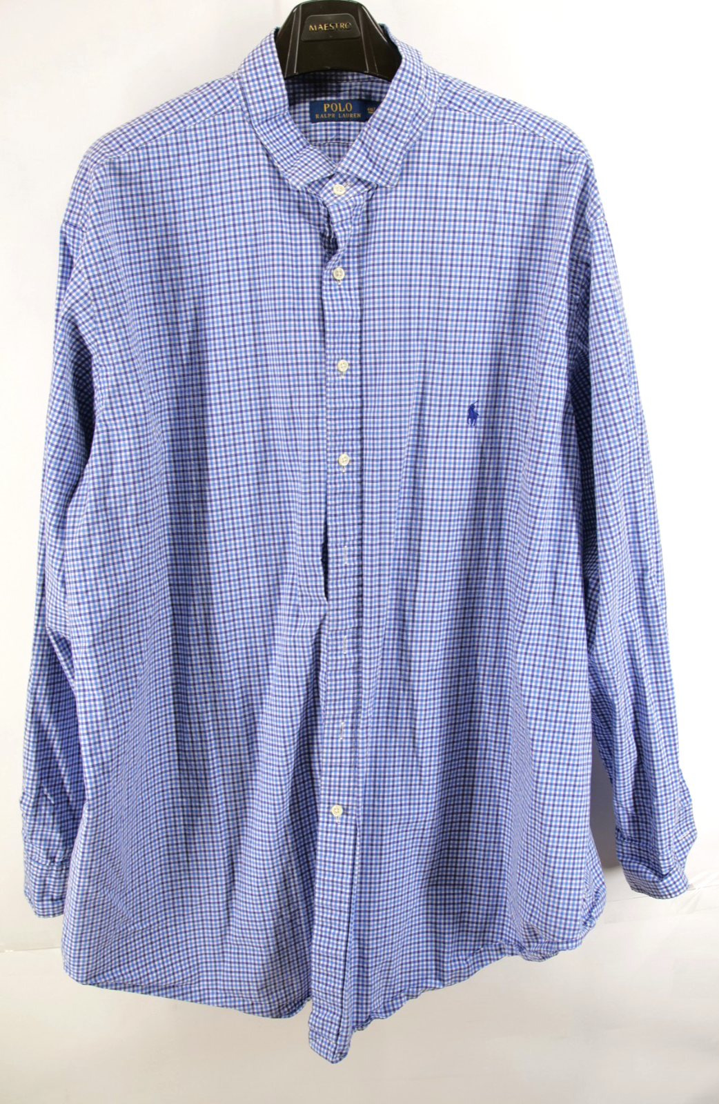 Polo Ralph Lauren Men’s 4xlt Plaid Button Up Shirt Blue White Check Long Sleeve